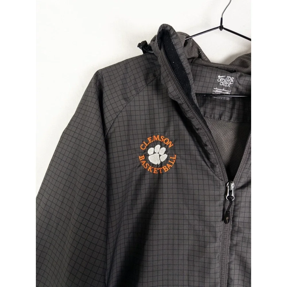 Nike The Athletic Dept Clemson Basketball Jacket Mens L Gray Check Full Zip Mesh